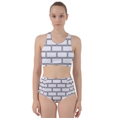 Wall Pattern Rectangle Brick Racer Back Bikini Set by BangZart