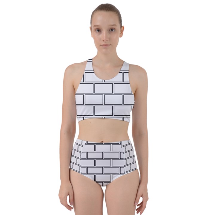 Wall Pattern Rectangle Brick Racer Back Bikini Set