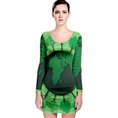 Earth Forest Forestry Lush Green Long Sleeve Bodycon Dress