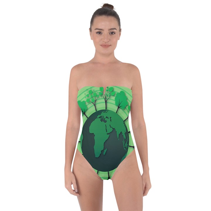 Earth Forest Forestry Lush Green Tie Back One Piece Swimsuit