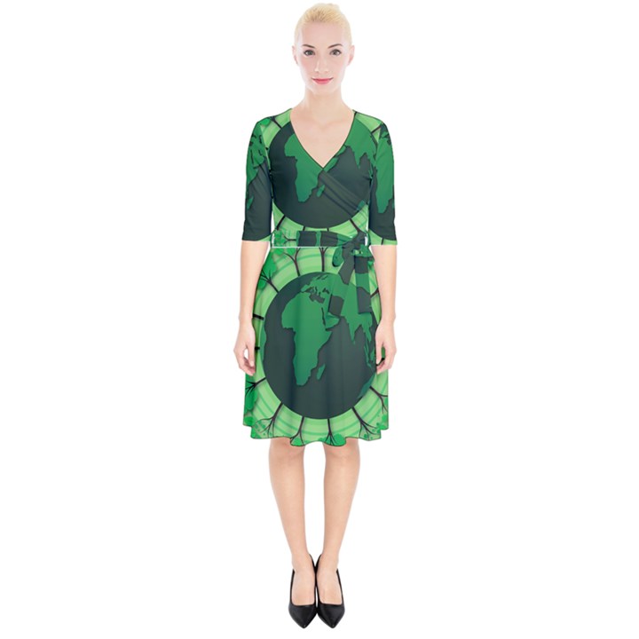 Earth Forest Forestry Lush Green Wrap Up Cocktail Dress