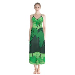 Earth Forest Forestry Lush Green Button Up Chiffon Maxi Dress by BangZart