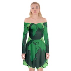 Earth Forest Forestry Lush Green Off Shoulder Skater Dress by BangZart