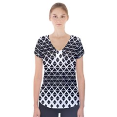 Triangle Pattern Background Short Sleeve Front Detail Top