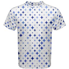 Star Curved Background Blue Men s Cotton Tee