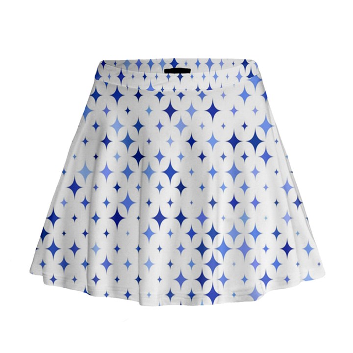 Star Curved Background Blue Mini Flare Skirt