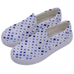 Star Curved Background Blue Kids  Canvas Slip Ons by BangZart