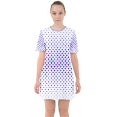 Star Curved Background Geometric Sixties Short Sleeve Mini Dress