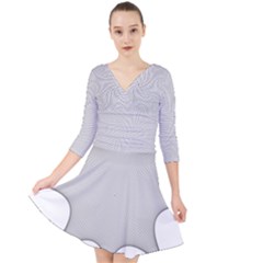 Star Grid Curved Curved Star Woven Quarter Sleeve Front Wrap Dress	