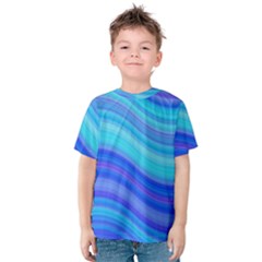 Blue Background Water Design Wave Kids  Cotton Tee