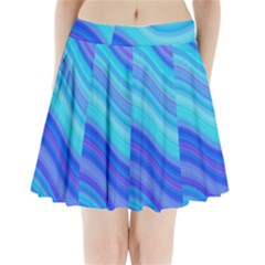 Blue Background Water Design Wave Pleated Mini Skirt