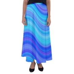 Blue Background Water Design Wave Flared Maxi Skirt