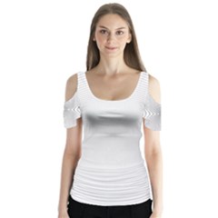Background Line Motion Curve Butterfly Sleeve Cutout Tee 