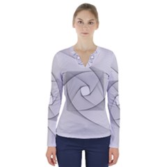 Rotation Rotated Spiral Swirl V-neck Long Sleeve Top