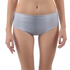 Monochrome Curve Line Pattern Wave Reversible Mid-waist Bikini Bottoms