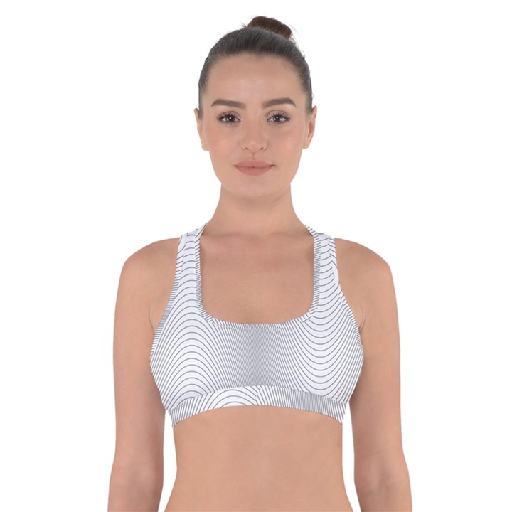 Monochrome Curve Line Pattern Wave Cross Back Sports Bra