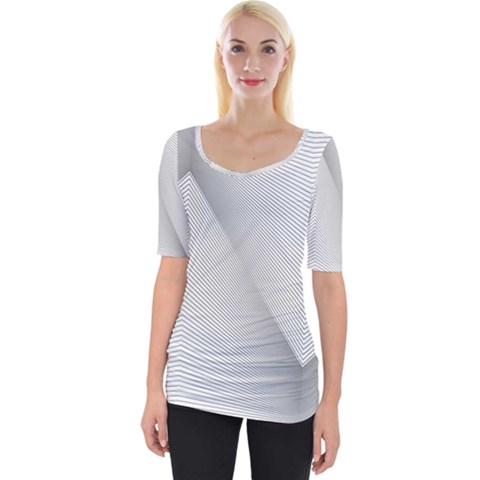 Background Pattern Stripe Wide Neckline Tee by BangZart