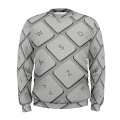 Keyboard Letters Key Print White Men s Sweatshirt