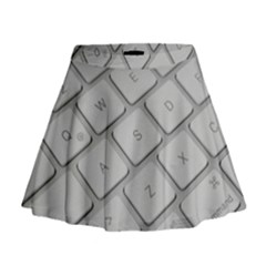 Keyboard Letters Key Print White Mini Flare Skirt by BangZart