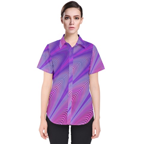 Purple Star Sun Sunshine Fractal Women s Short Sleeve Shirt by BangZart