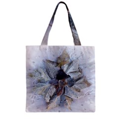 Winter Frost Ice Sheet Leaves Zipper Grocery Tote Bag