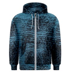 Blue Black Shiny Fabric Pattern Men s Zipper Hoodie