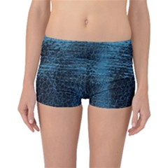 Blue Black Shiny Fabric Pattern Boyleg Bikini Bottoms