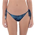 Blue Black Shiny Fabric Pattern Reversible Bikini Bottom View1