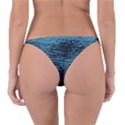 Blue Black Shiny Fabric Pattern Reversible Bikini Bottom View2