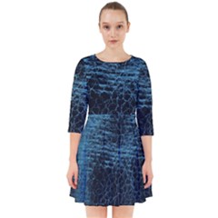 Blue Black Shiny Fabric Pattern Smock Dress by BangZart