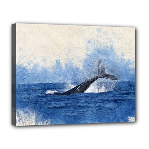 Whale Watercolor Sea Canvas 14  X 11  by BangZart