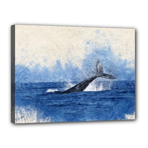 Whale Watercolor Sea Canvas 16  X 12  by BangZart