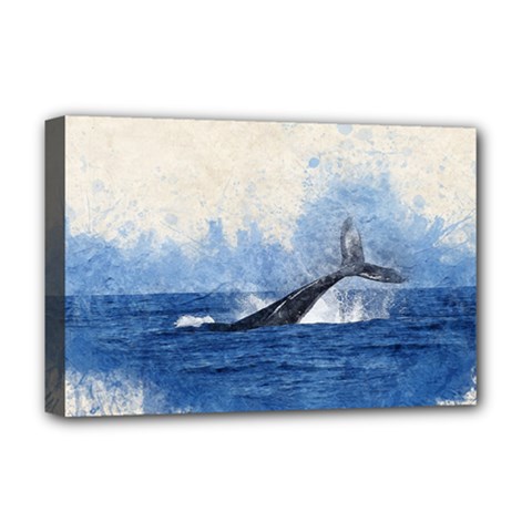 Whale Watercolor Sea Deluxe Canvas 18  X 12   by BangZart