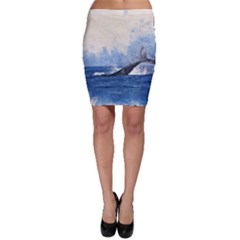 Whale Watercolor Sea Bodycon Skirt