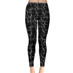 Black And White Textured Pattern Leggings  by dflcprints