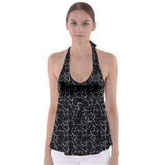Black And White Textured Pattern Babydoll Tankini Top by dflcprints