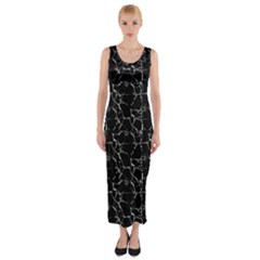 Black And White Textured Pattern Fitted Maxi Dress by dflcprints