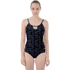 Black And White Textured Pattern Cut Out Top Tankini Set by dflcprints