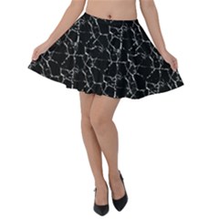 Black And White Textured Pattern Velvet Skater Skirt by dflcprints