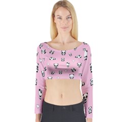 Panda Pattern Long Sleeve Crop Top by Valentinaart