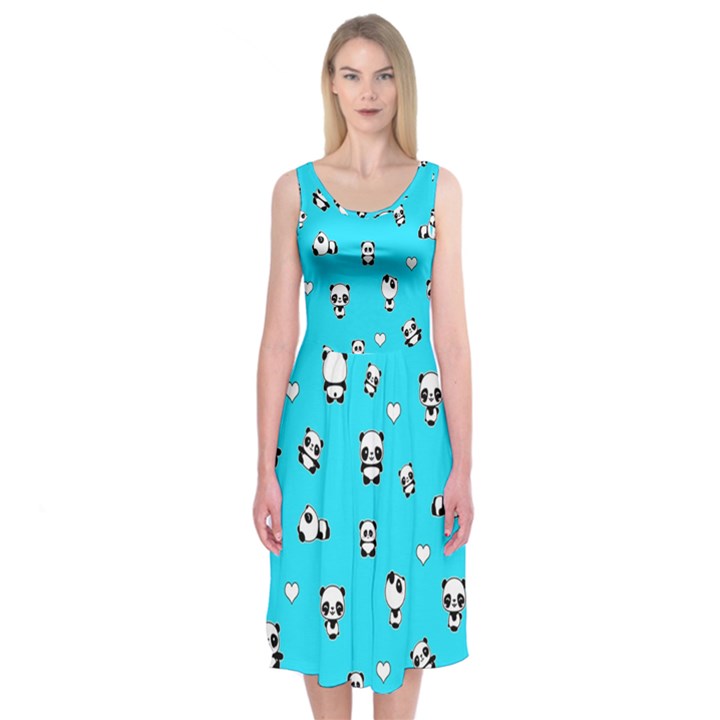 Panda pattern Midi Sleeveless Dress