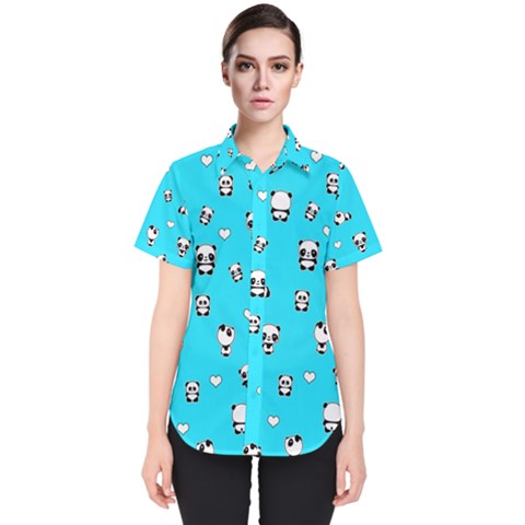 Panda Pattern Women s Short Sleeve Shirt by Valentinaart