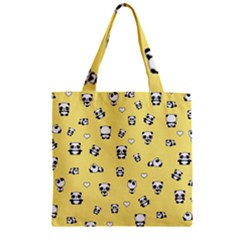 Panda Pattern Zipper Grocery Tote Bag by Valentinaart