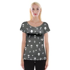 Panda Pattern Cap Sleeve Tops