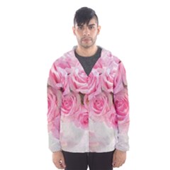 pink roses Hooded Wind Breaker (Men)