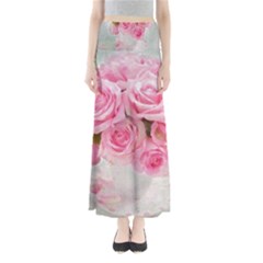 pink roses Full Length Maxi Skirt