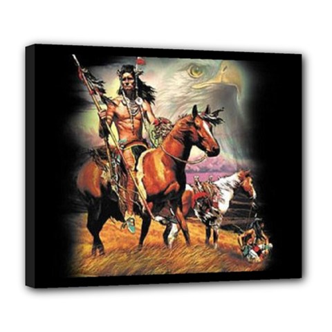 Native American Indian Spirit Hunters Deluxe Canvas 24  X 20  (framed) by Bigfootshirtshop