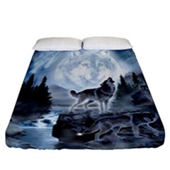 Spirit Of The Wolf  Fitted Sheet (california King Size) by Bigfootshirtshop