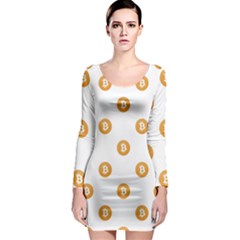 Bitcoin Logo Pattern Long Sleeve Bodycon Dress by dflcprints