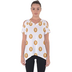 Bitcoin Logo Pattern Cut Out Side Drop Tee by dflcprints